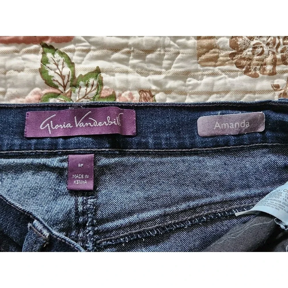 Gloria Vanderbilt Amanda Womens Straight Leg High-Rise Jeans Pants Blue 8‎ Short